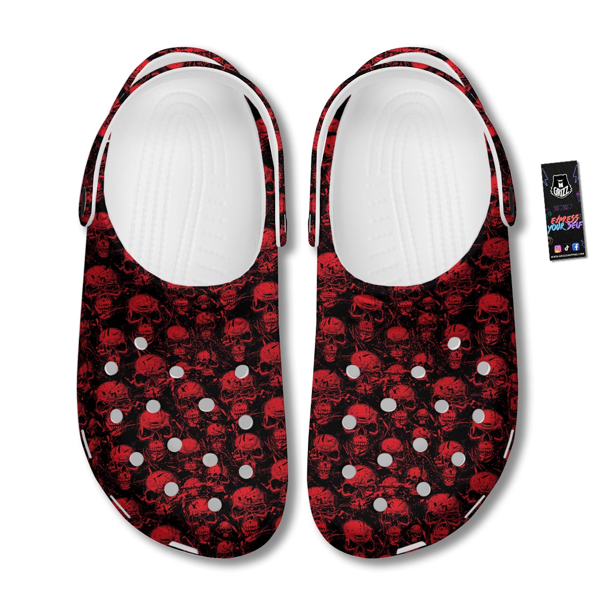Skeleton Scary Print Pattern Clog-grizzshop