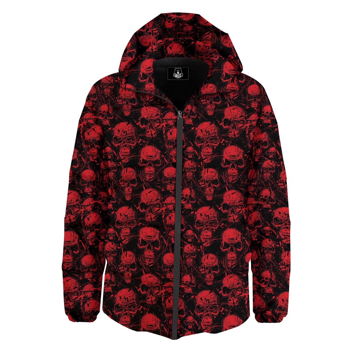 Skeleton Scary Print Pattern Down Jacket-grizzshop