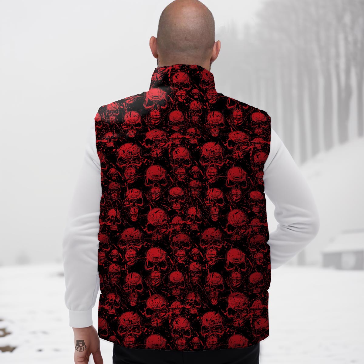 Skeleton Scary Print Pattern Down Vest