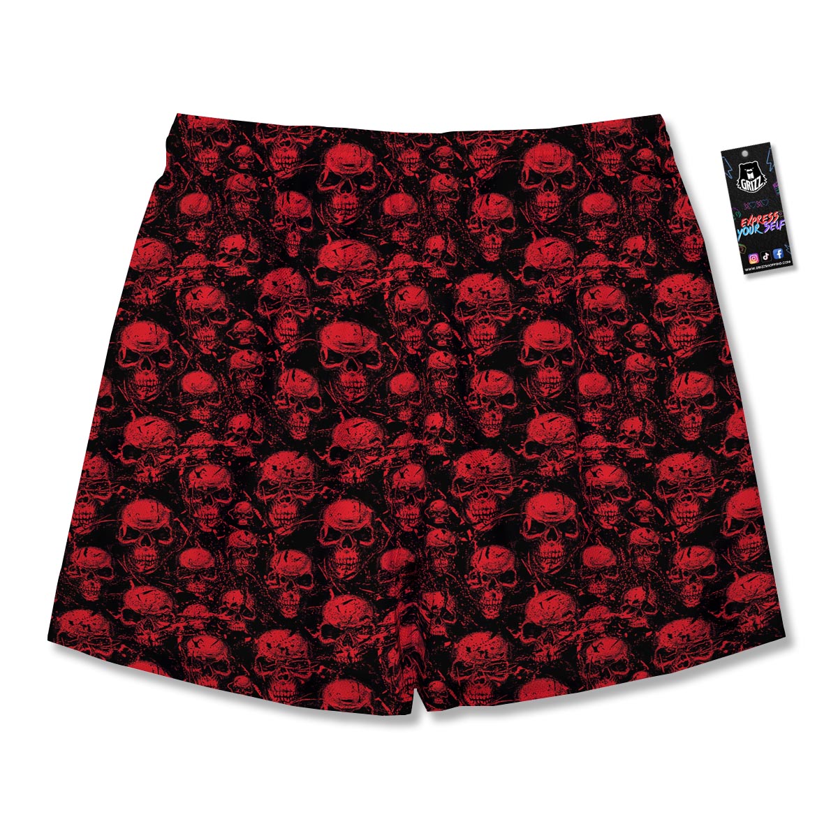 Skeleton Scary Print Pattern Men's Running Shorts-grizzshop