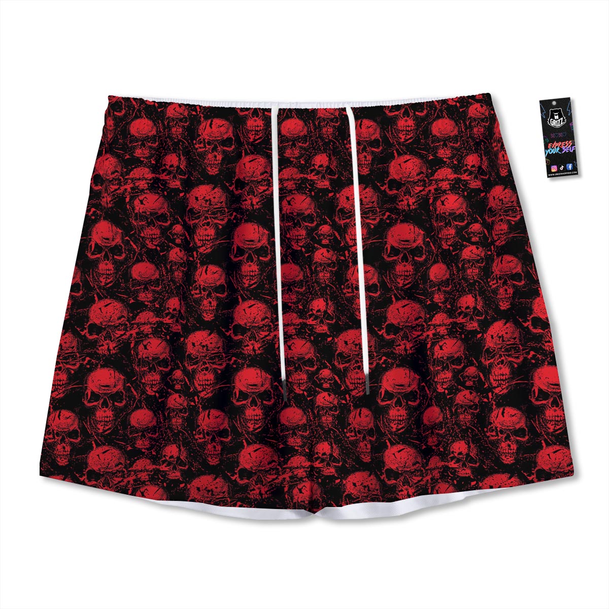 Skeleton Scary Print Pattern Mesh Shorts