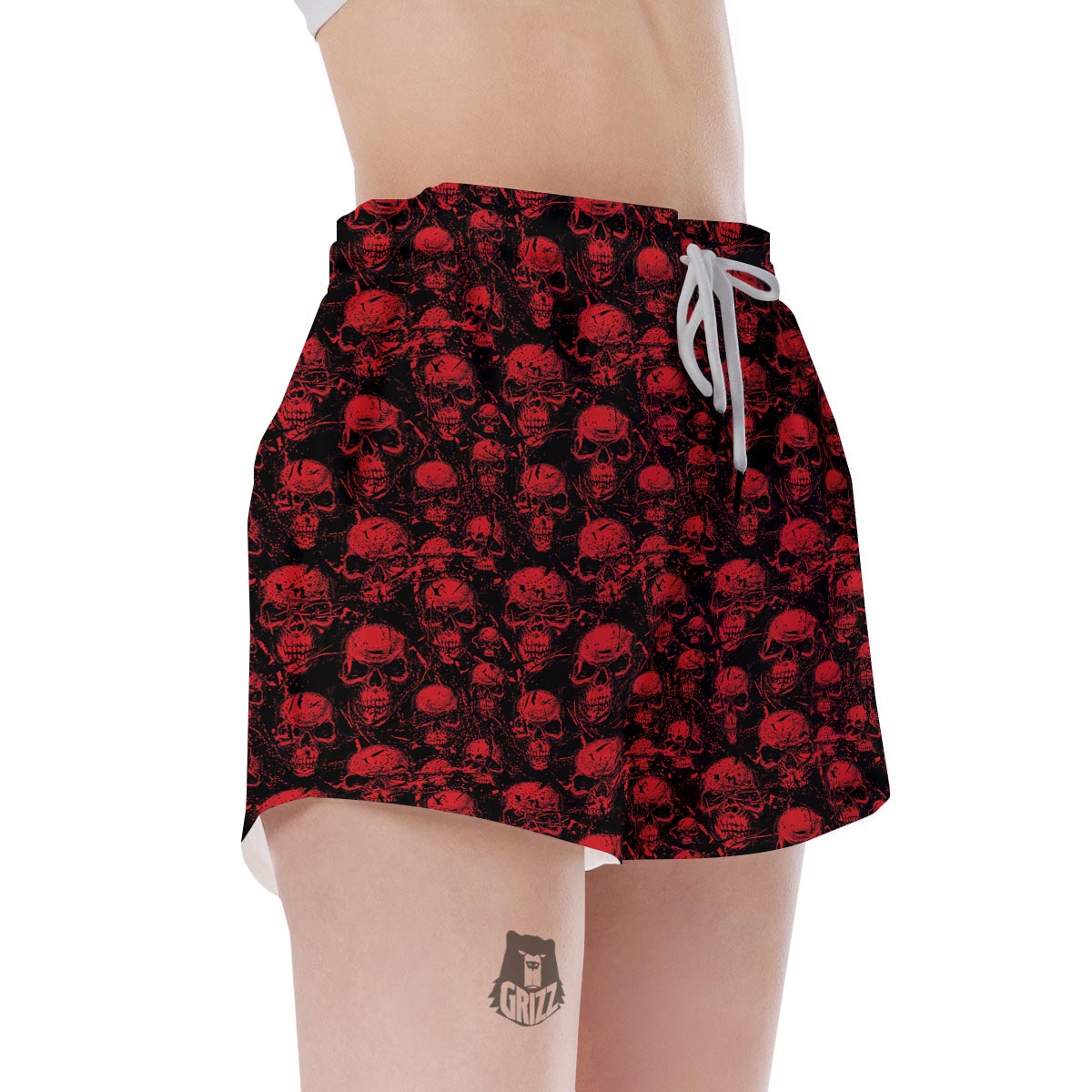 Skeleton Scary Print Pattern Women's Shorts-grizzshop