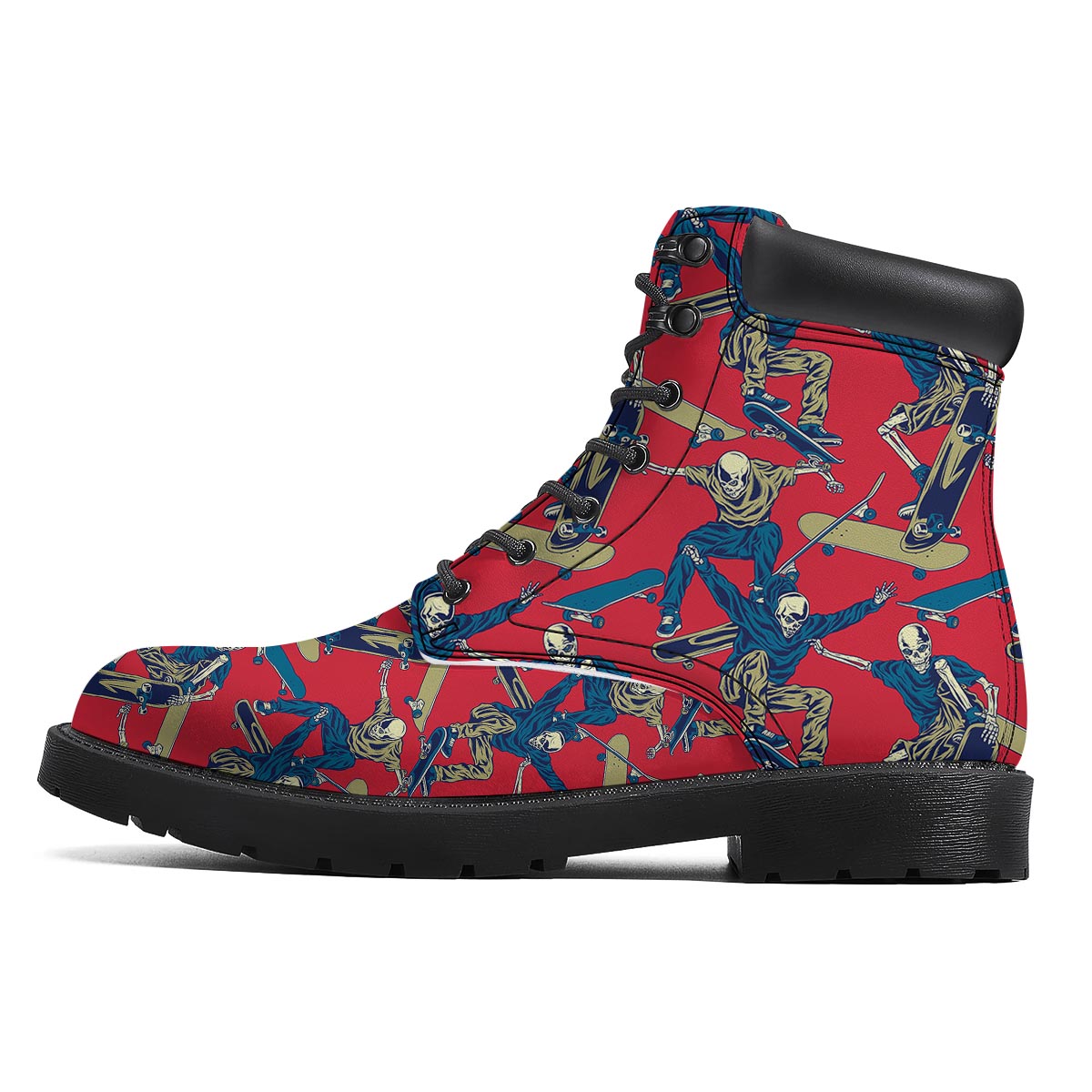 Skeleton Skateboarding Print Pattern Boots-grizzshop
