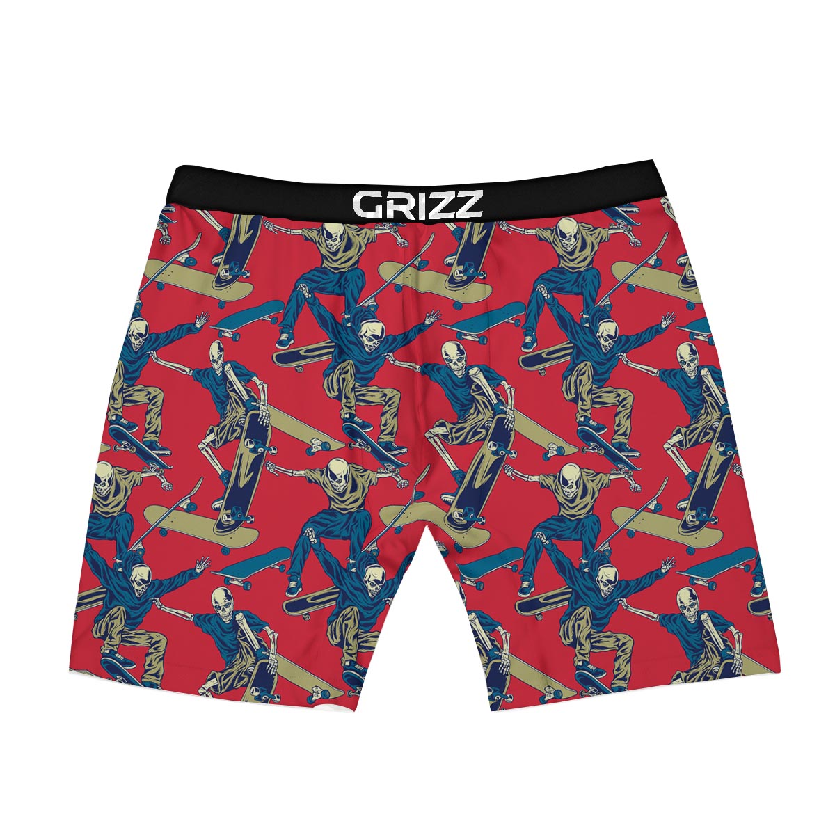 Skeleton Skateboarding Print Pattern Boxer Briefs-grizzshop