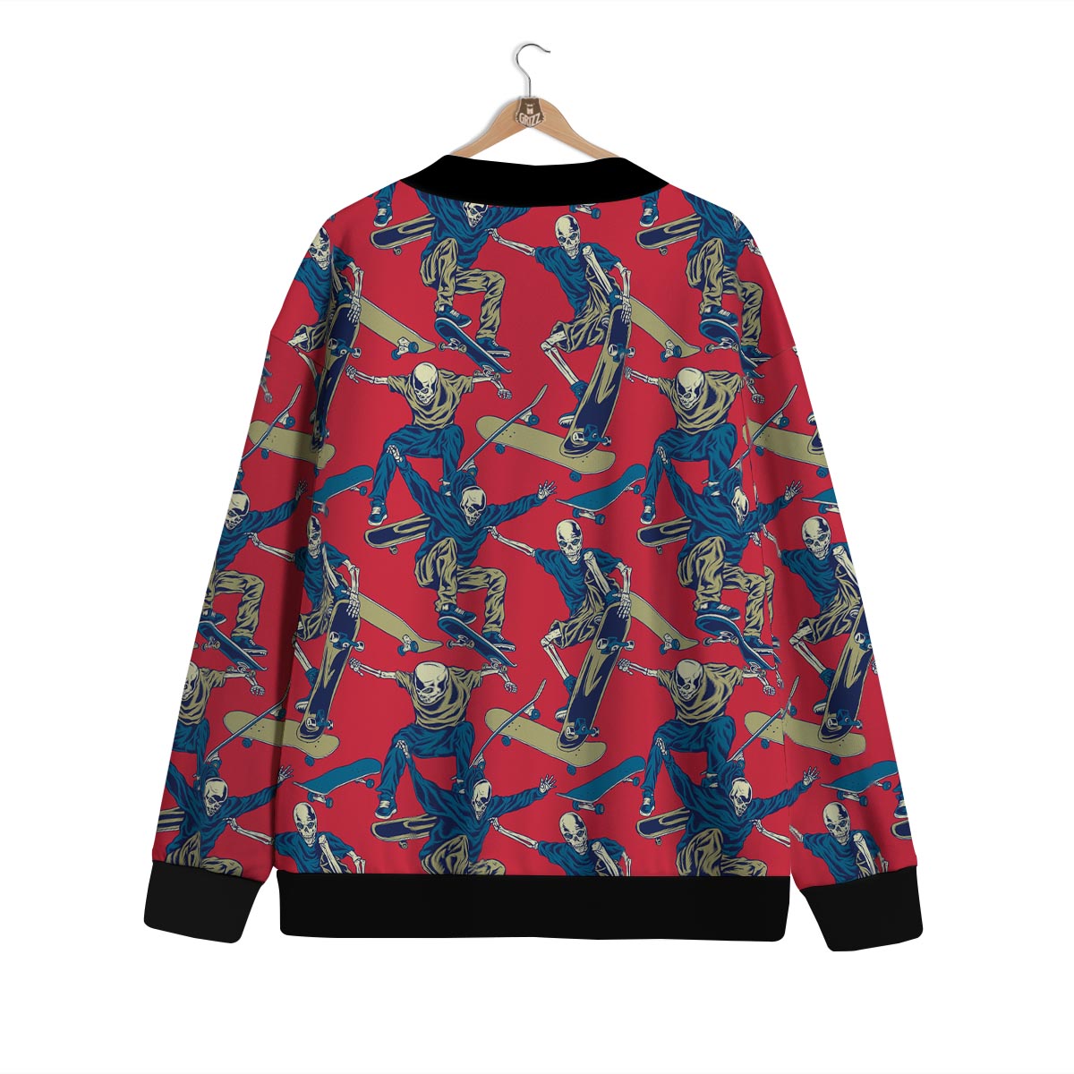 Skeleton Skateboarding Print Pattern Cardigan-grizzshop