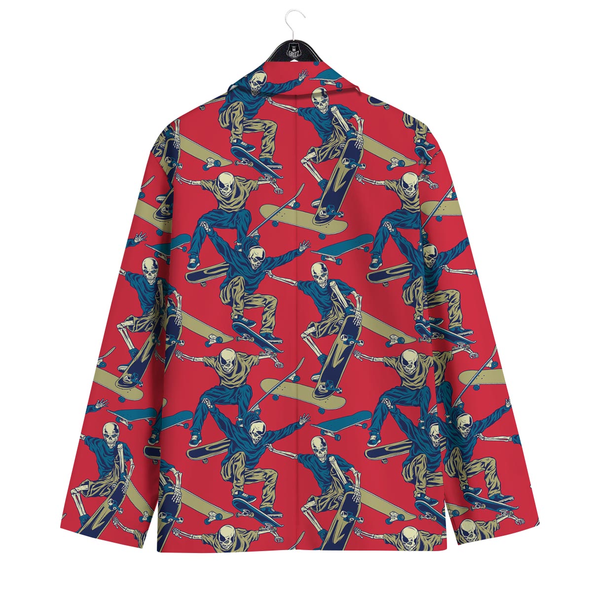 Skeleton Skateboarding Print Pattern Men's Sport Coat-grizzshop