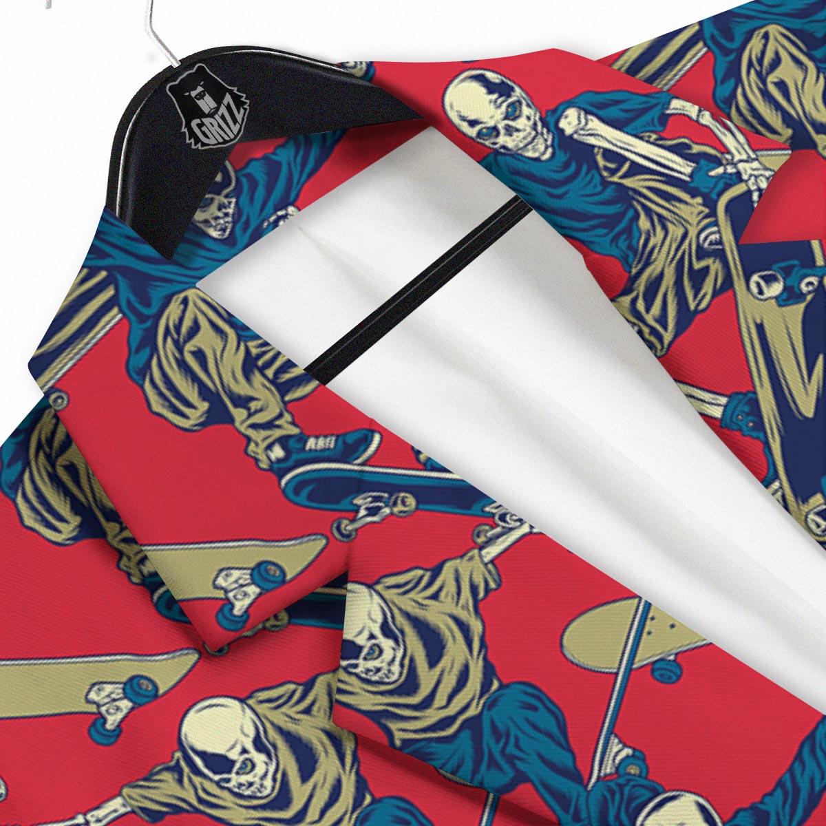 Skeleton Skateboarding Print Pattern Men's Sport Coat-grizzshop