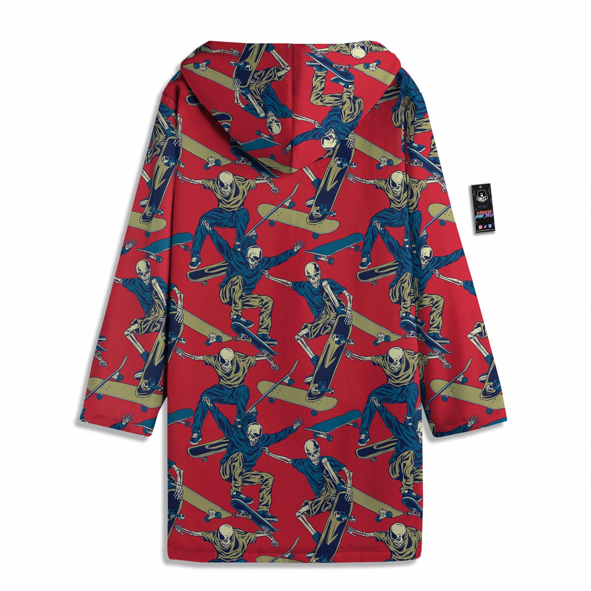 Skeleton Skateboarding Print Pattern Men's Windbreaker Jacket-grizzshop