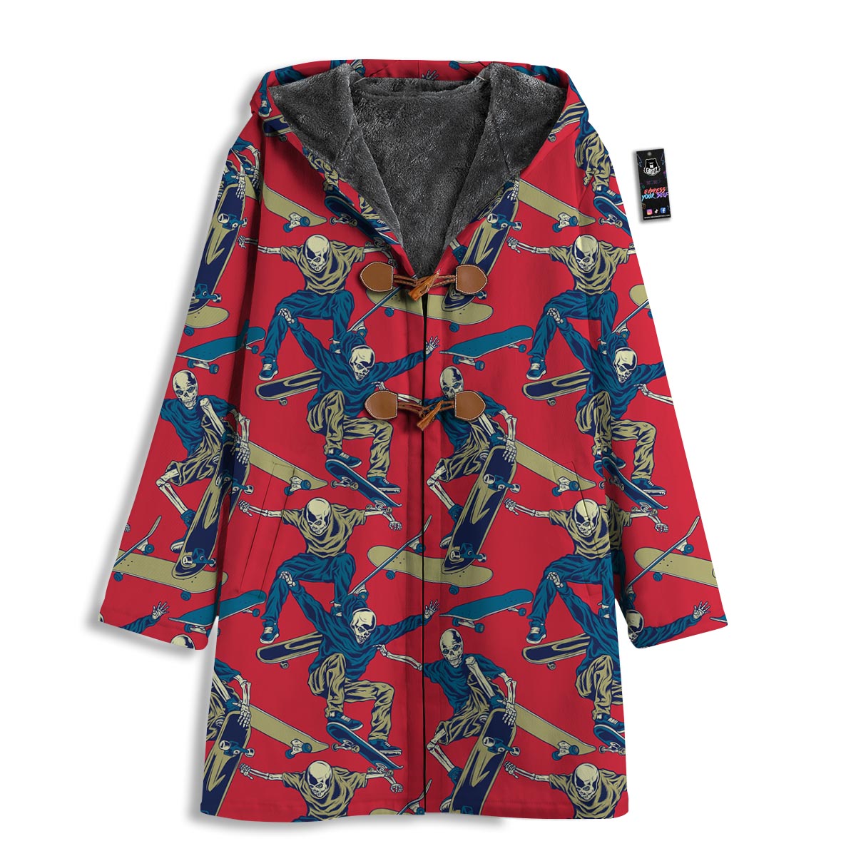 Skeleton Skateboarding Print Pattern Men's Windbreaker Jacket-grizzshop