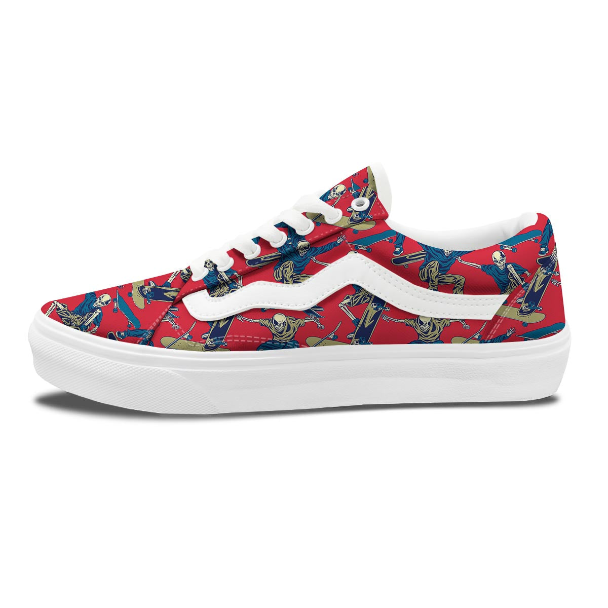 Skeleton Skateboarding Print Pattern Skate Shoes-grizzshop