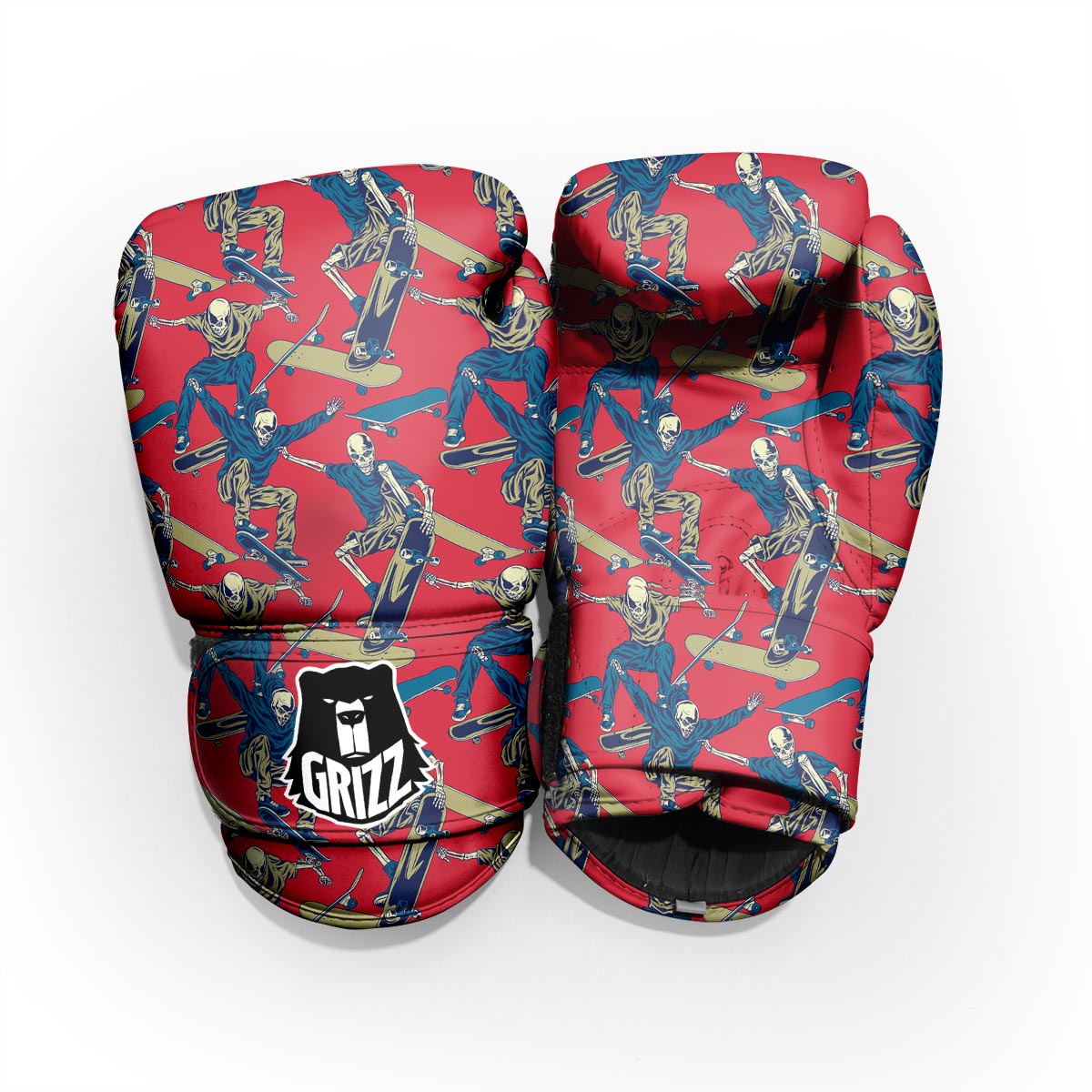 Skeleton Skateboarding Print Pattern Pro Boxing Glove