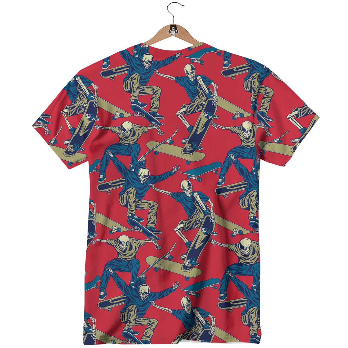 Skeleton Skateboarding Print Pattern T-Shirt-grizzshop