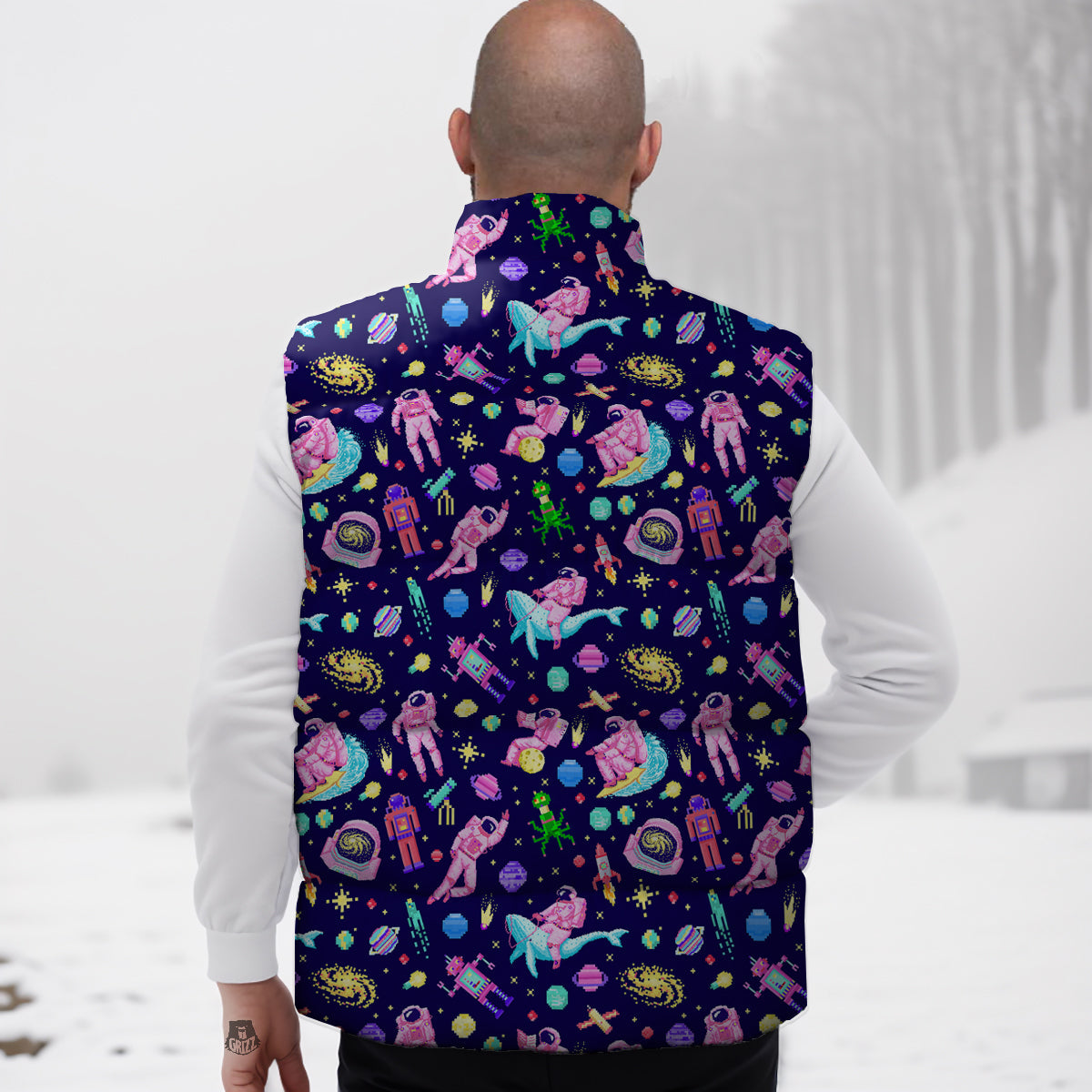 Skeleton Sugar Skull Girly Floral Rose Pattern Print Down Vest