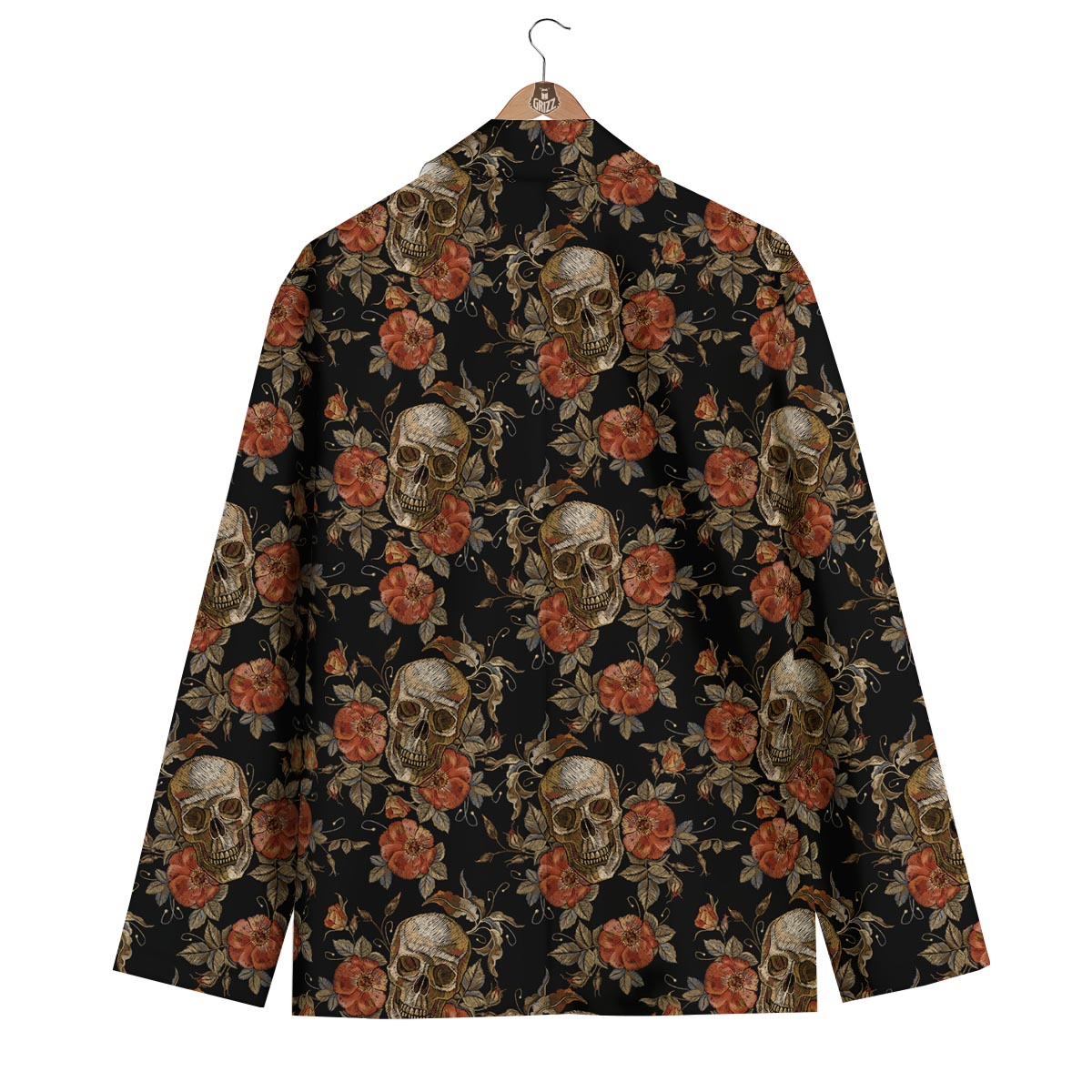 Skeleton Sugar Skull Girly Floral Rose Pattern Print Men's Blazer-grizzshop