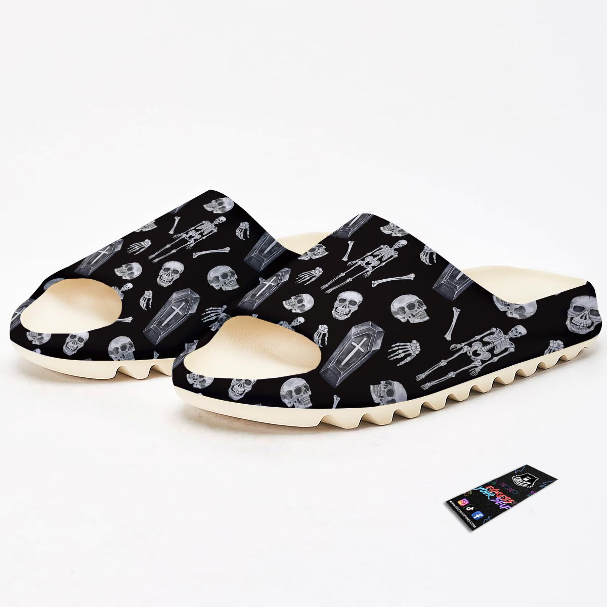 Skeleton And Tomb Print Pattern Sandals-grizzshop