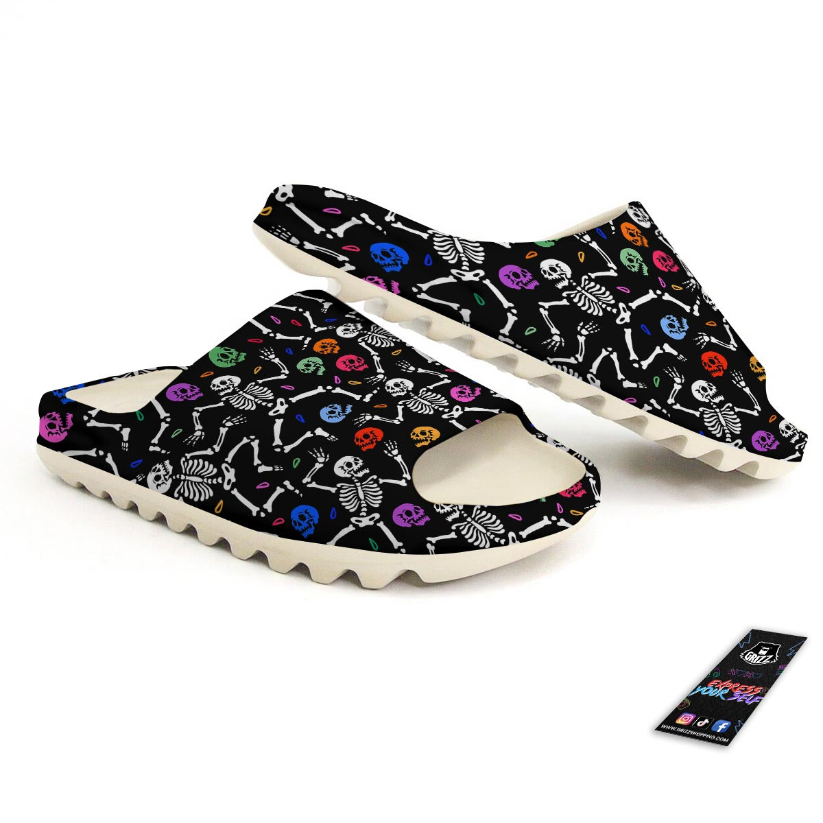 Skeleton Dancing Trippy Print Pattern Sandals-grizzshop