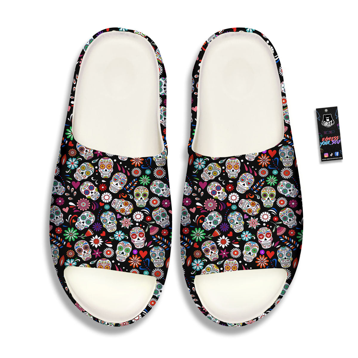 Skeleton Day Of The Dead Print Pattern Sandals-grizzshop
