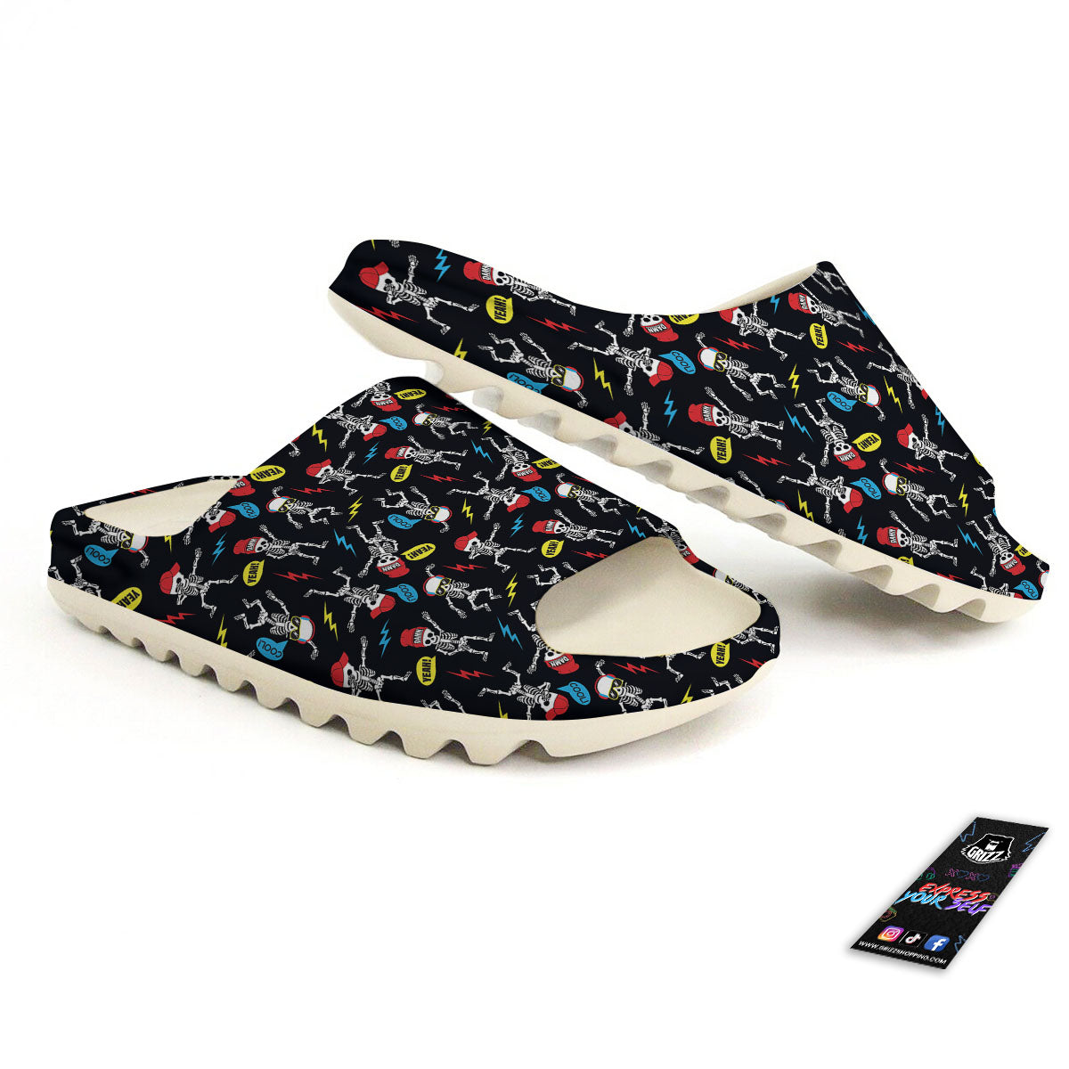 Skeleton Party Fun Print Pattern Sandals-grizzshop