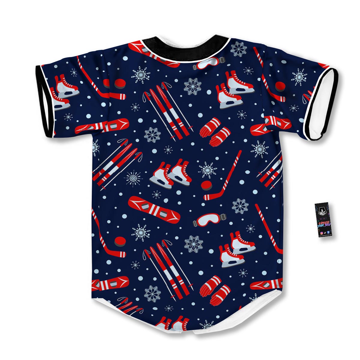 Skiing Equipment Print Pattern Baseball Jersey-grizzshop