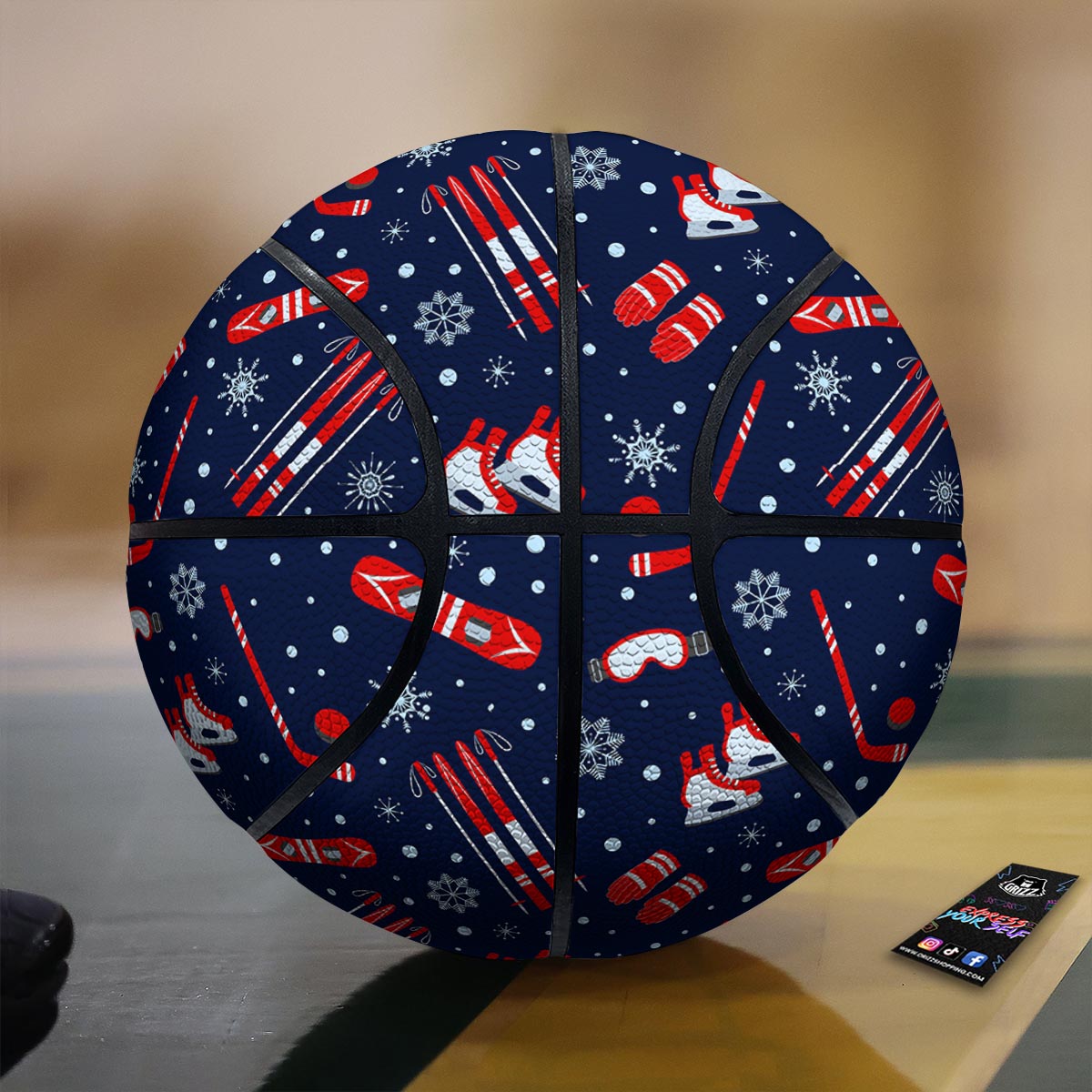 Skiing Equipment Print Pattern Basketball-grizzshop