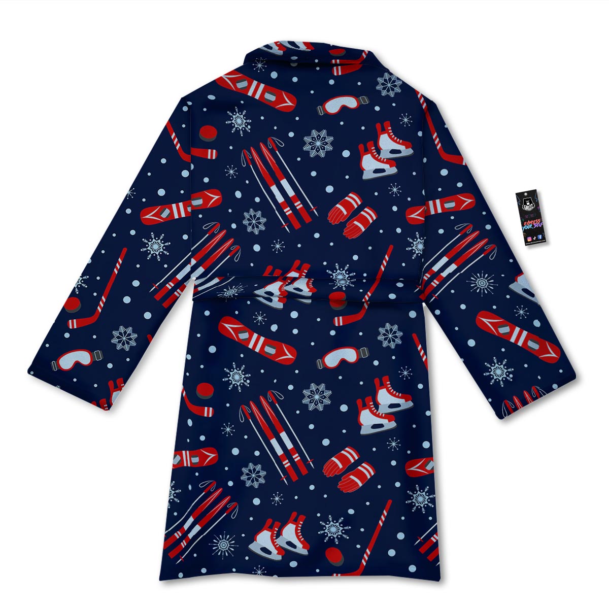 Skiing Equipment Print Pattern Bathrobe-grizzshop