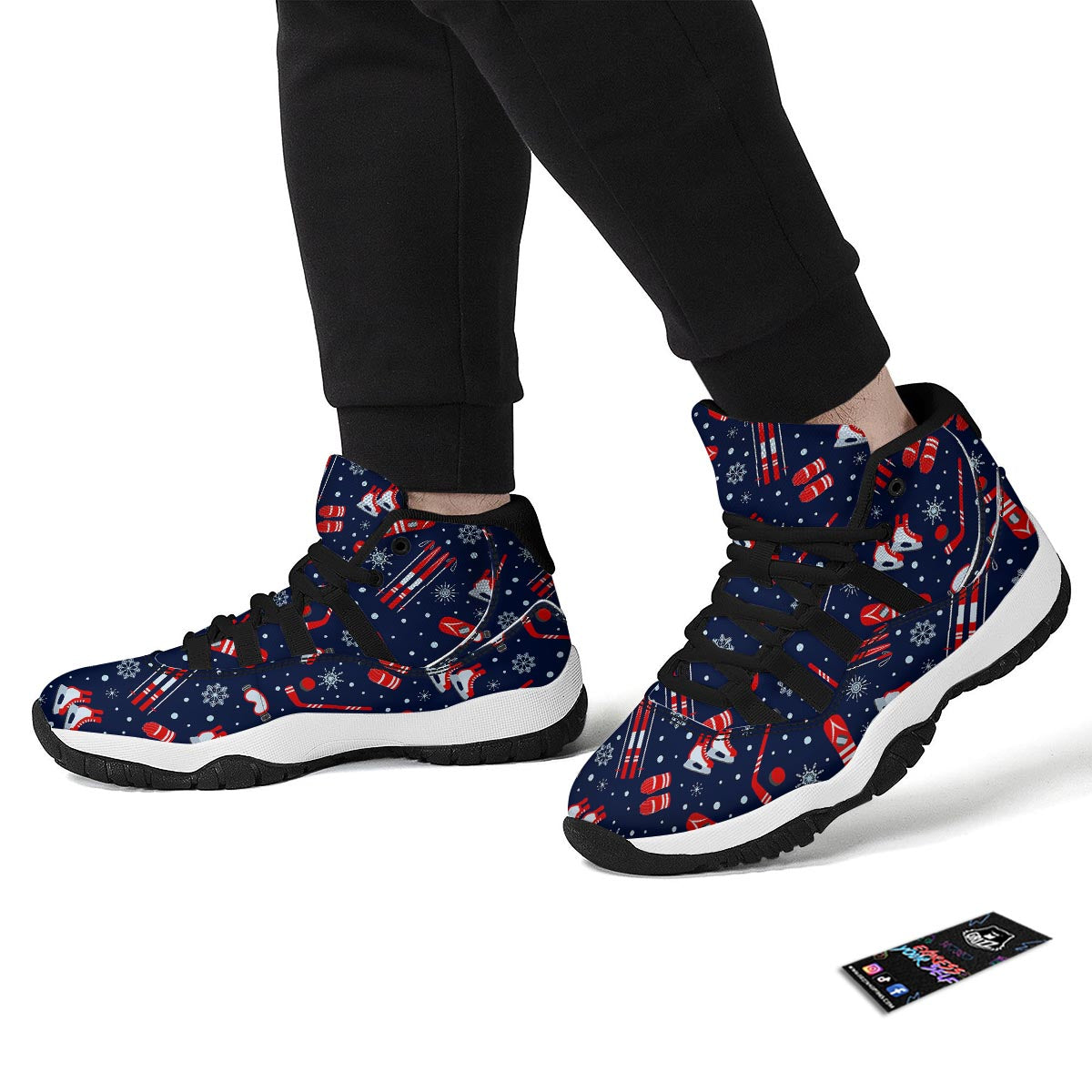 Skiing Equipment Print Pattern Black Bball Shoes-grizzshop