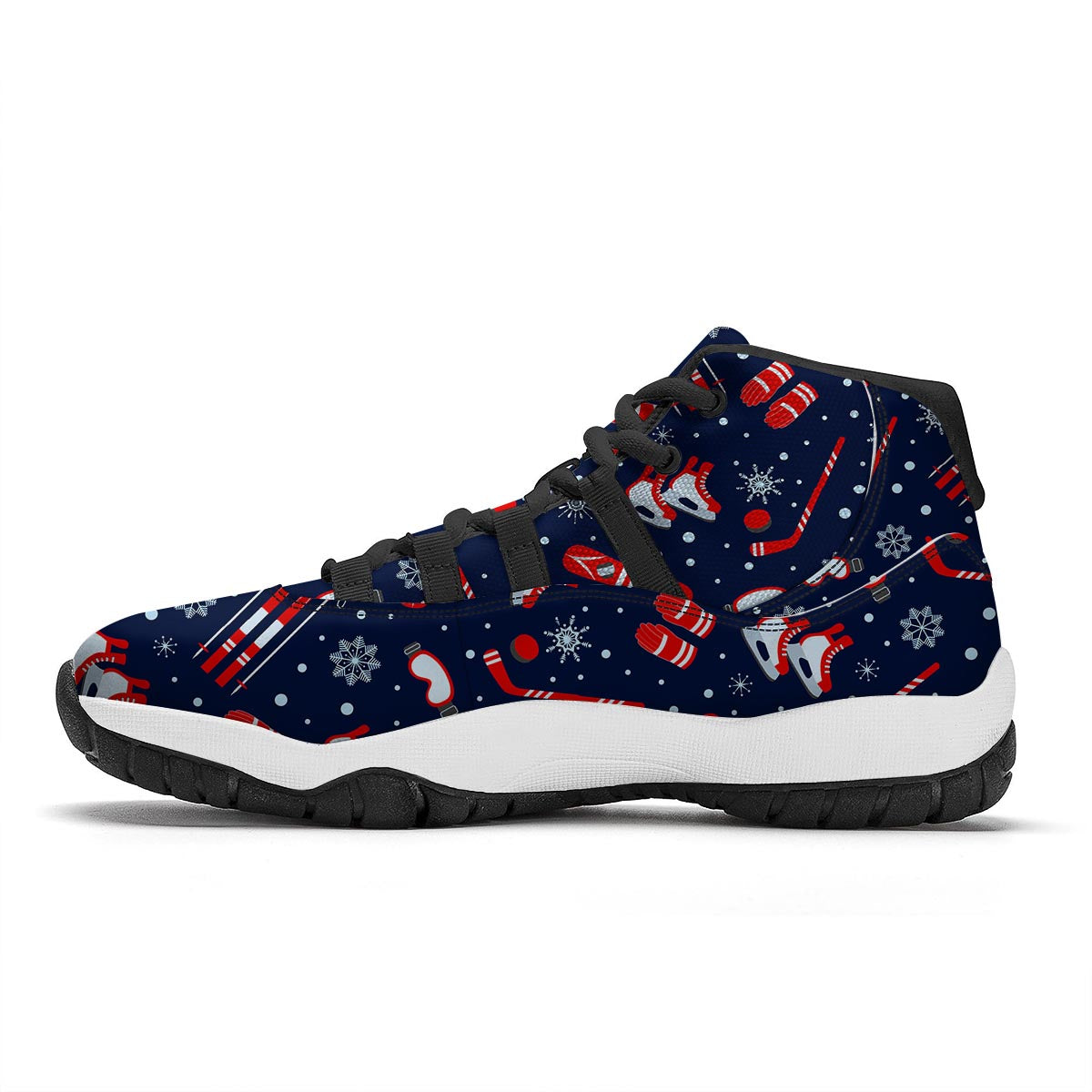 Skiing Equipment Print Pattern Black Bball Shoes-grizzshop