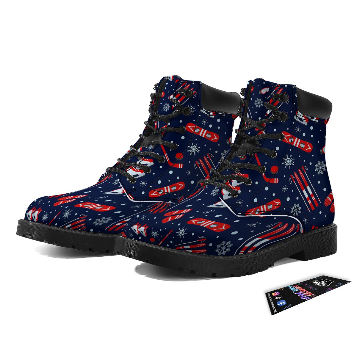 Skiing Equipment Print Pattern Boots-grizzshop