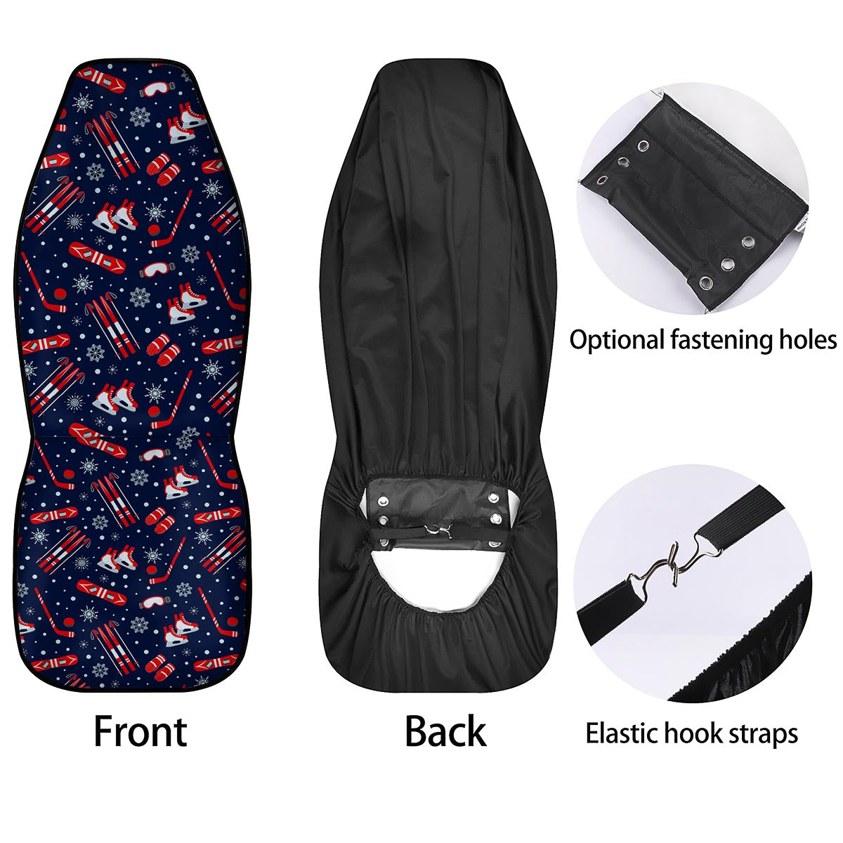 Skiing Equipment Print Pattern Car Seat Covers-grizzshop