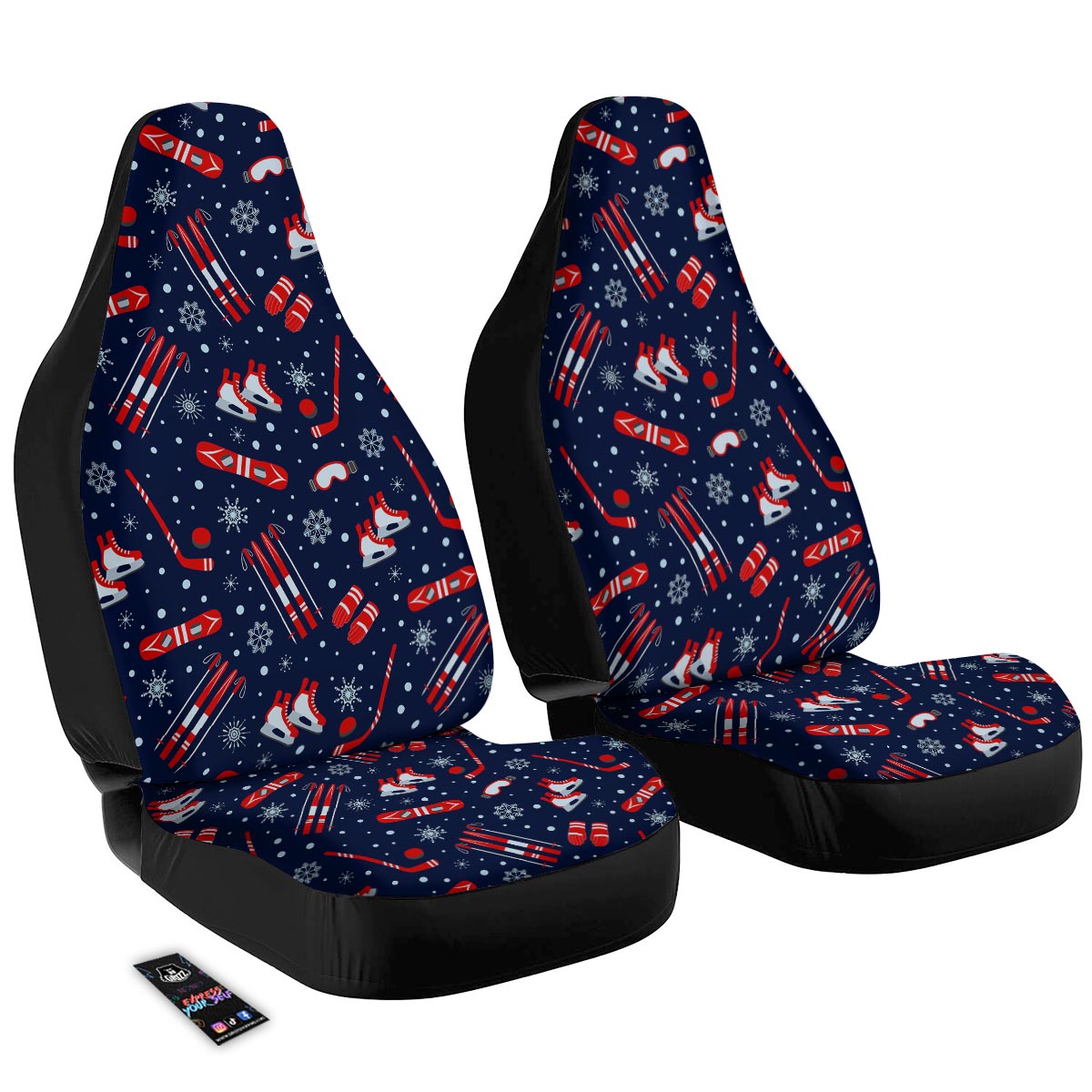Skiing Equipment Print Pattern Car Seat Covers-grizzshop