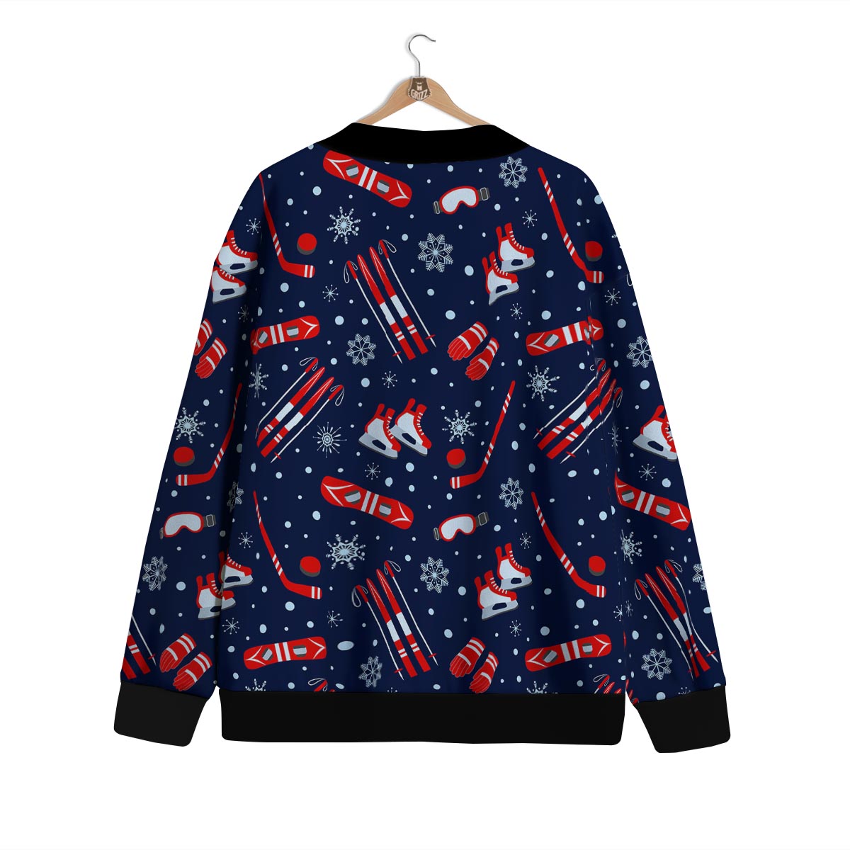 Skiing Equipment Print Pattern Cardigan-grizzshop