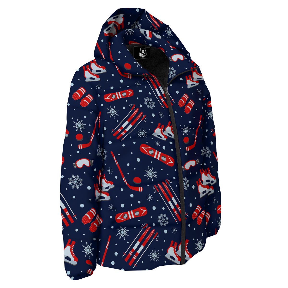 Skiing Equipment Print Pattern Down Jacket-grizzshop