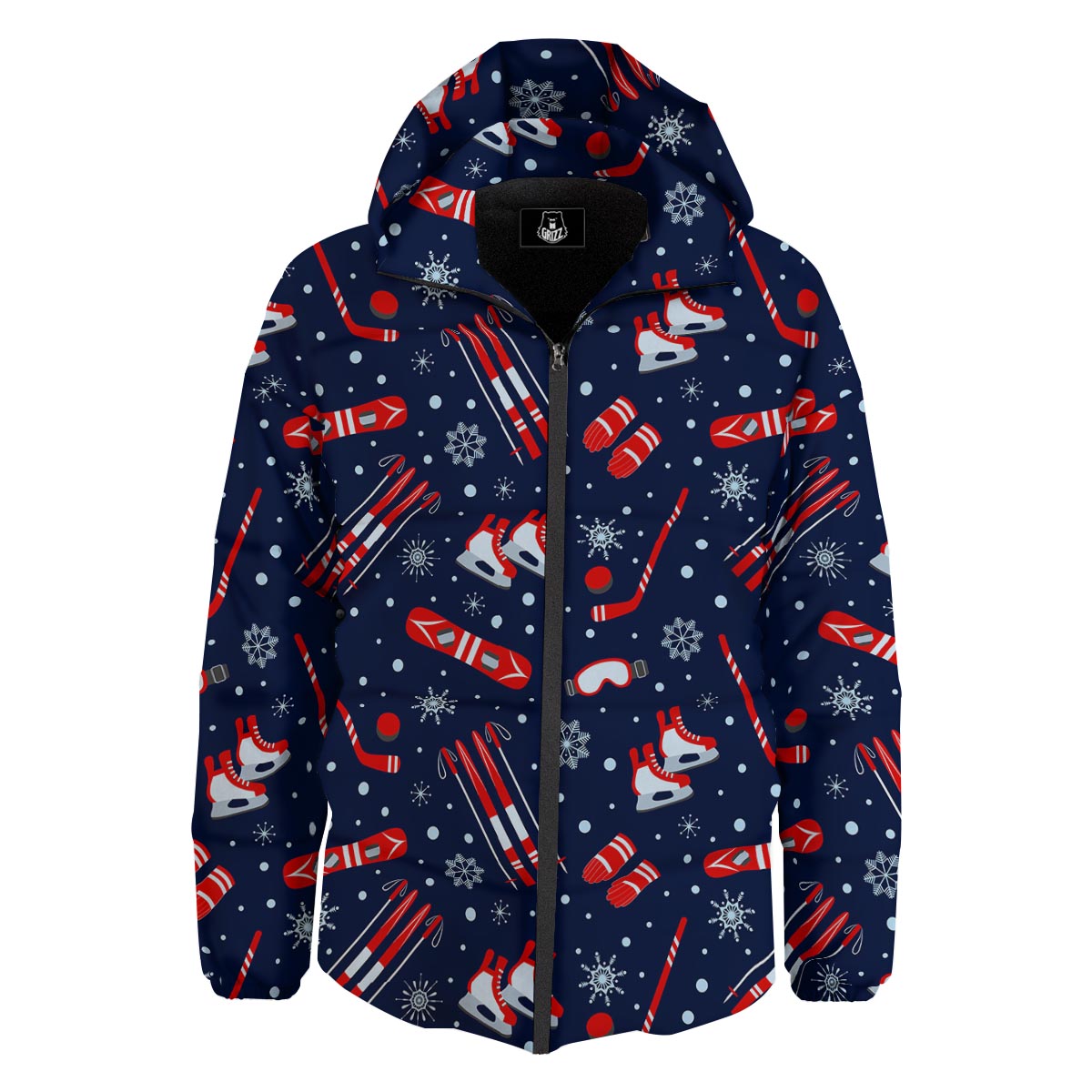 Skiing Equipment Print Pattern Down Jacket-grizzshop