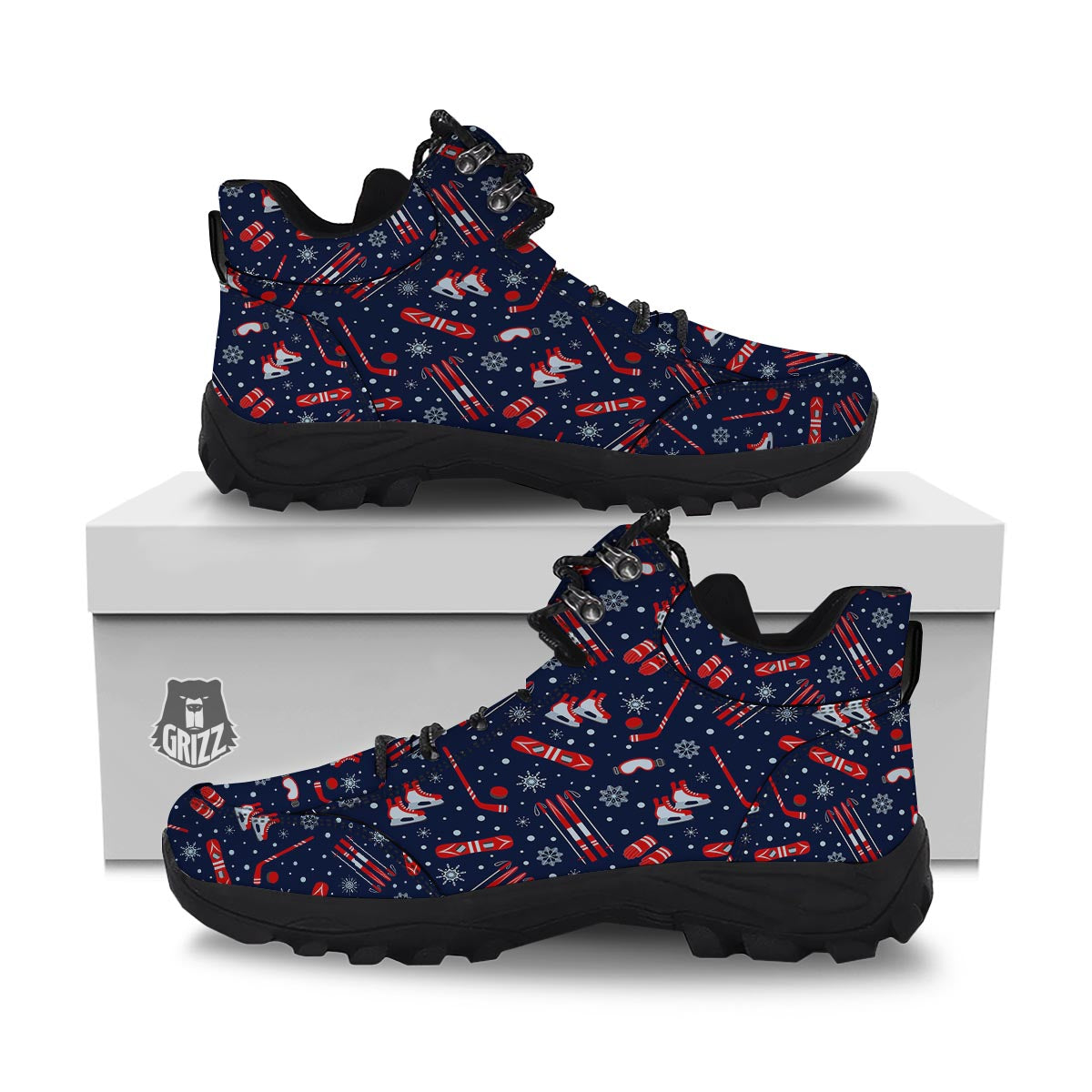 Skiing Equipment Print Pattern Hiking Shoes-grizzshop