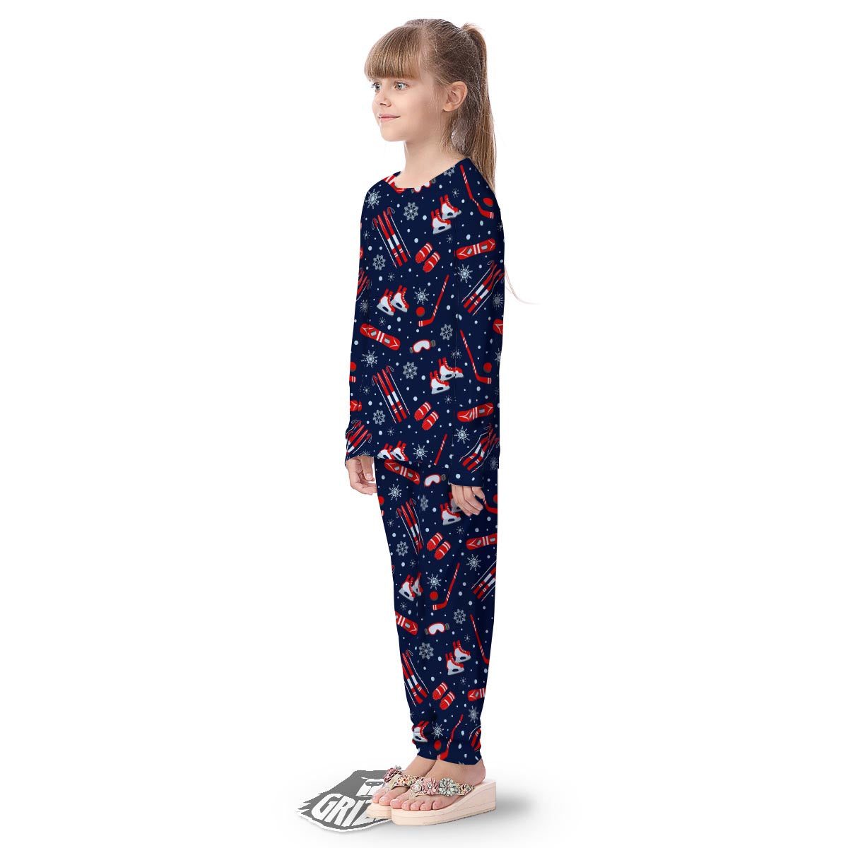 Skiing Equipment Print Pattern Kid's Pajamas-grizzshop