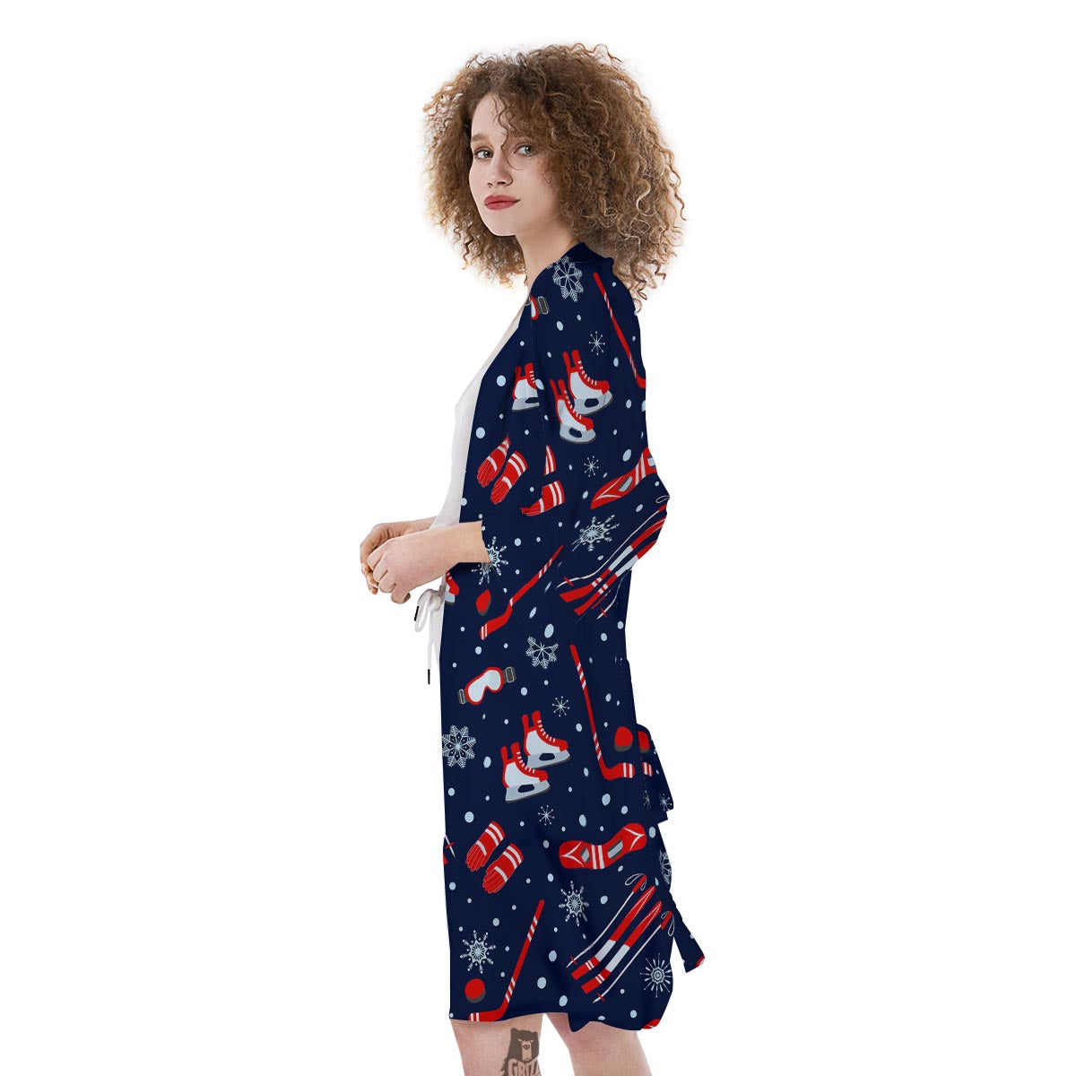 Skiing Equipment Print Pattern Kimono-grizzshop