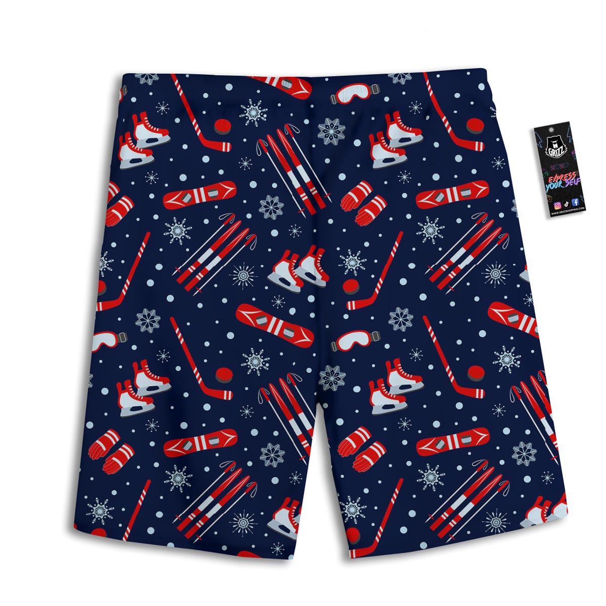Skiing Equipment Print Pattern Men's Athletic Shorts
