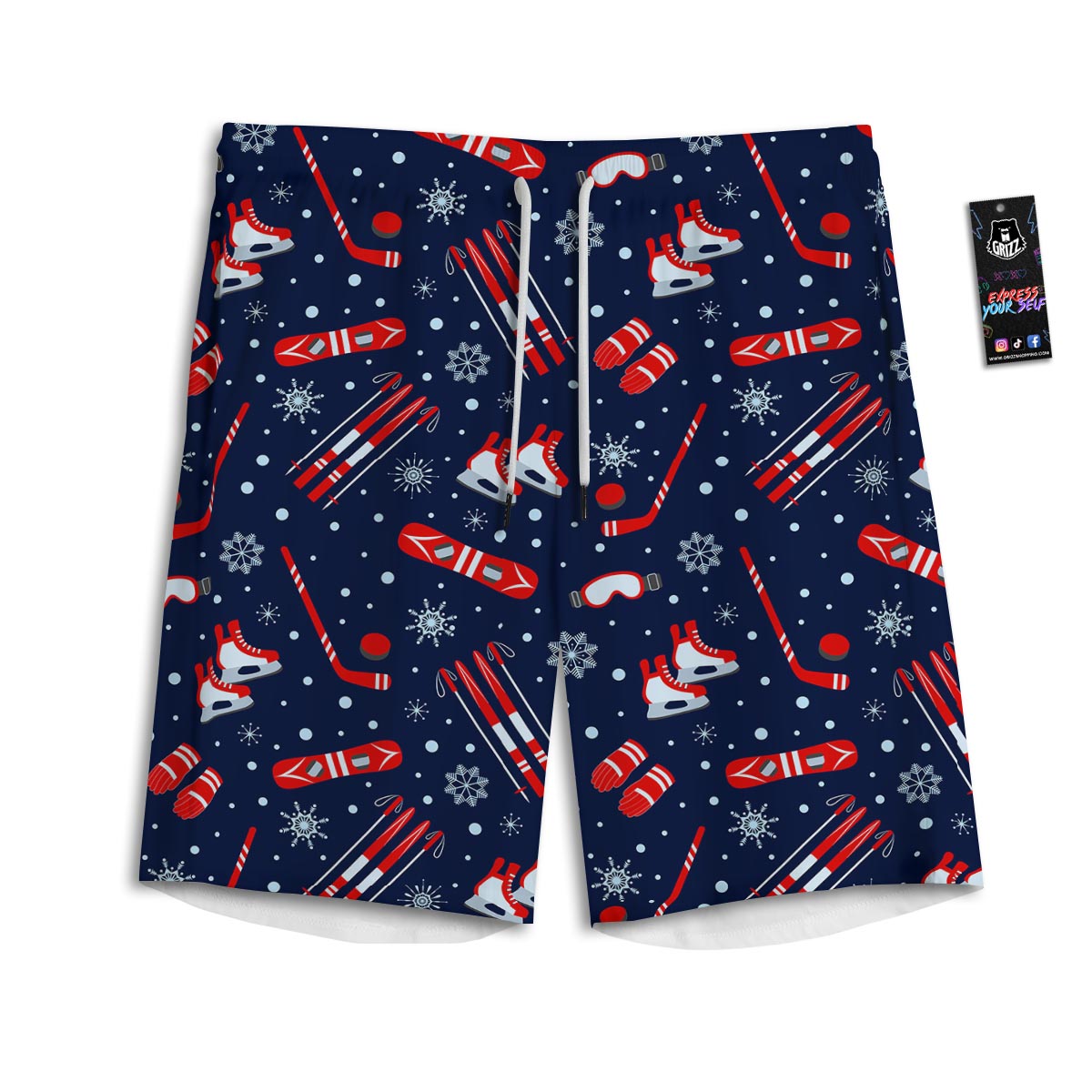 Skiing Equipment Print Pattern Men's Athletic Shorts