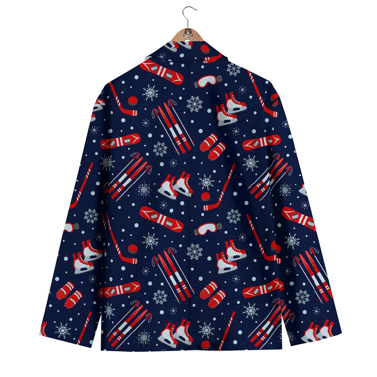 Skiing Equipment Print Pattern Men's Blazer-grizzshop