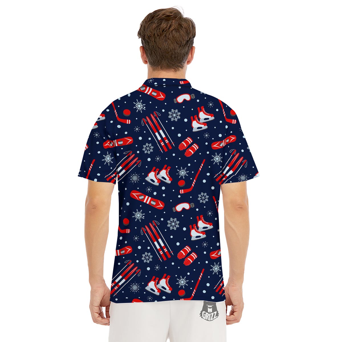 Skiing Equipment Print Pattern Men's Golf Shirts-grizzshop