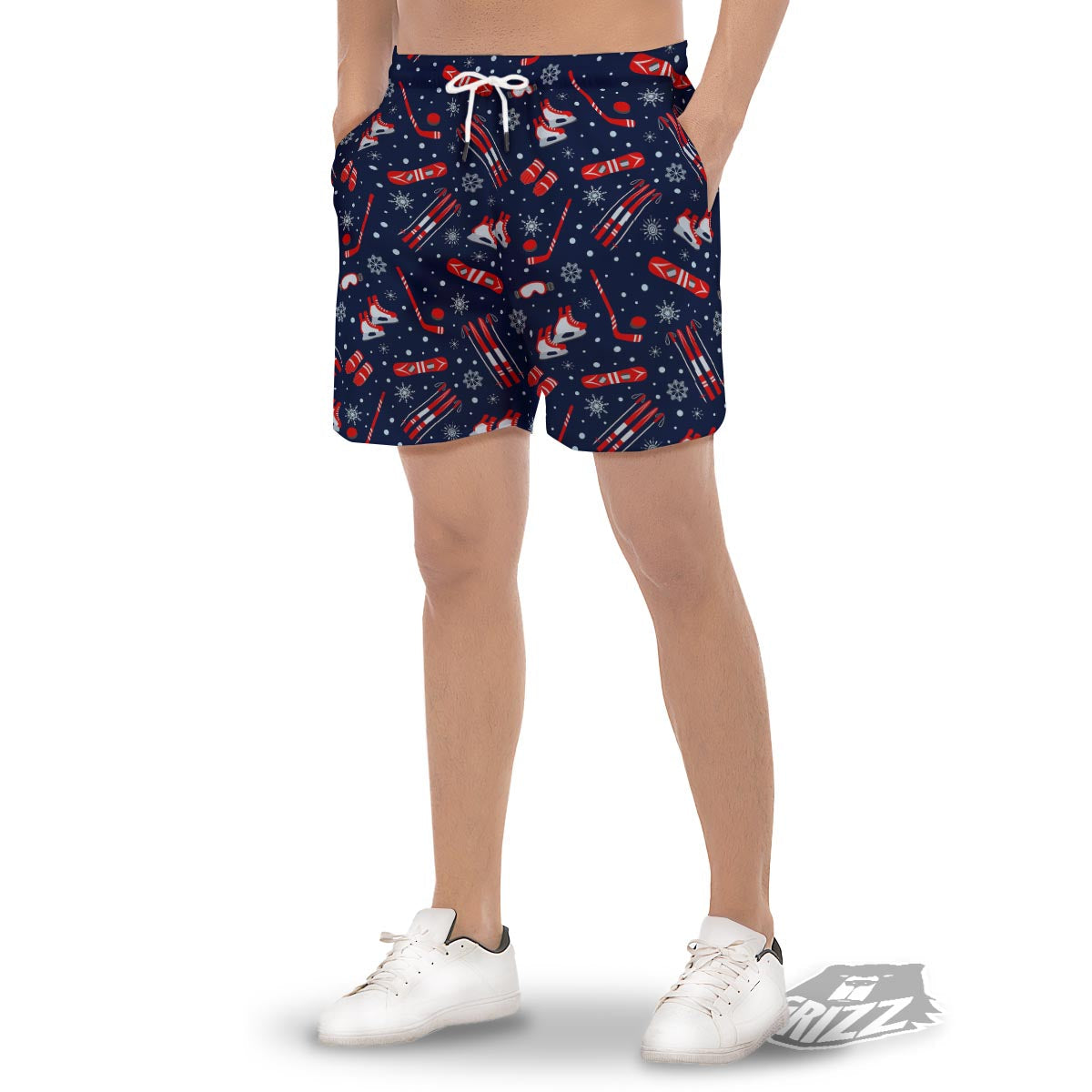 Skiing Equipment Print Pattern Men's Gym Shorts-grizzshop