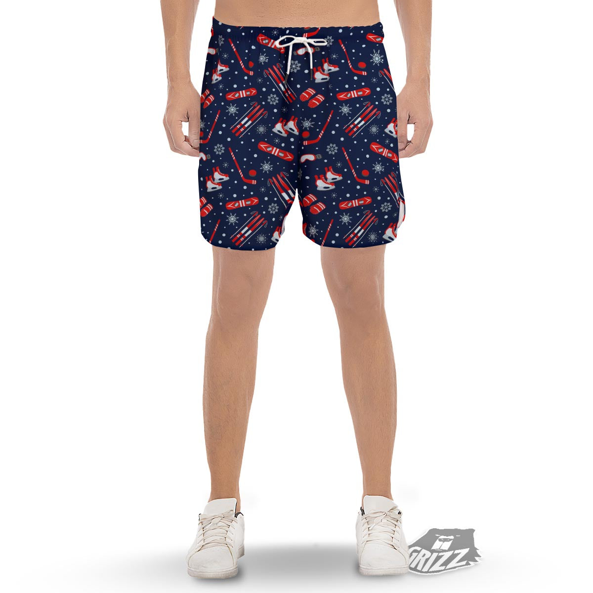 Skiing Equipment Print Pattern Men's Gym Shorts-grizzshop