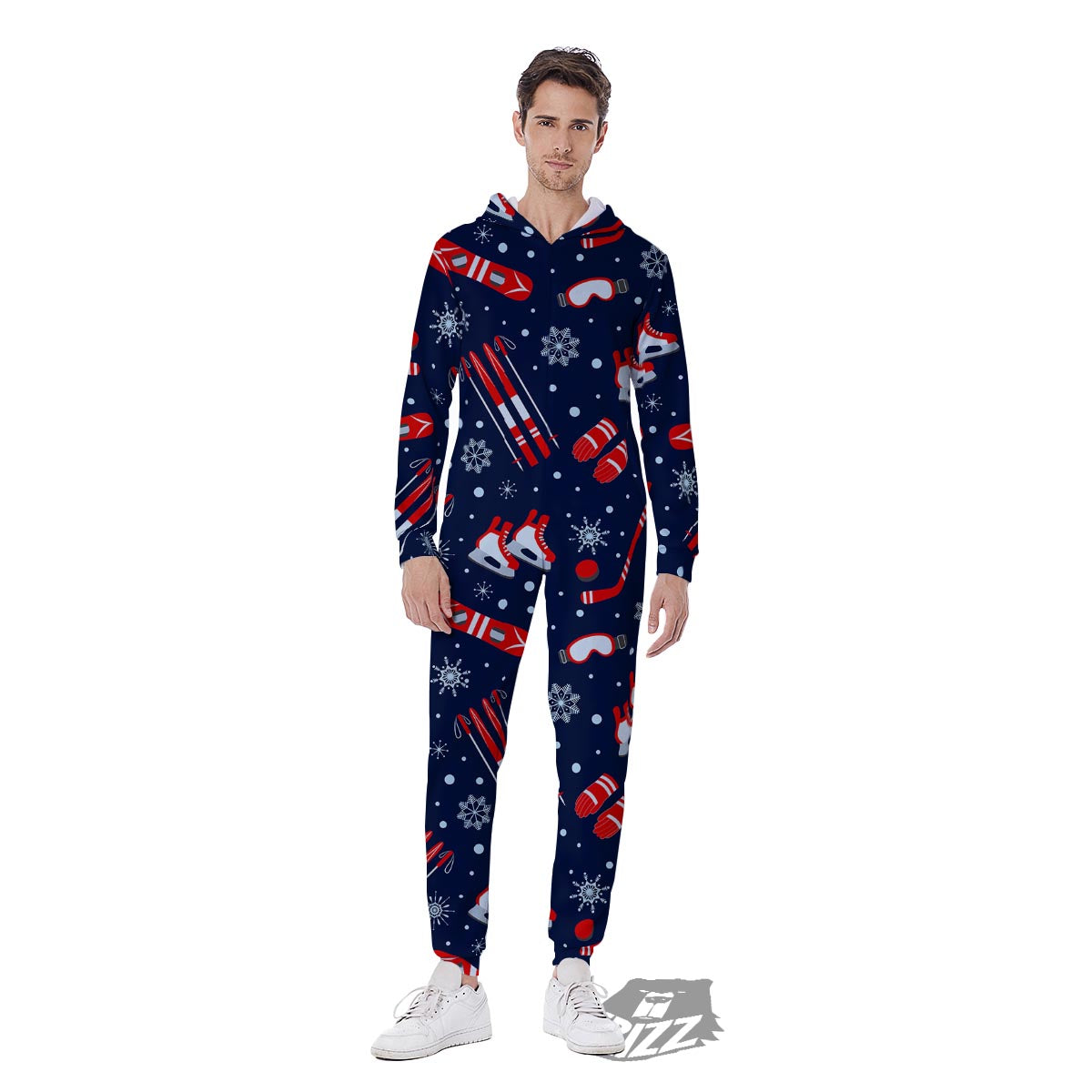 Skiing Equipment Print Pattern Men's Jumpsuit-grizzshop