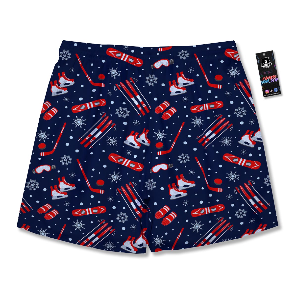 Skiing Equipment Print Pattern Men's Running Shorts-grizzshop