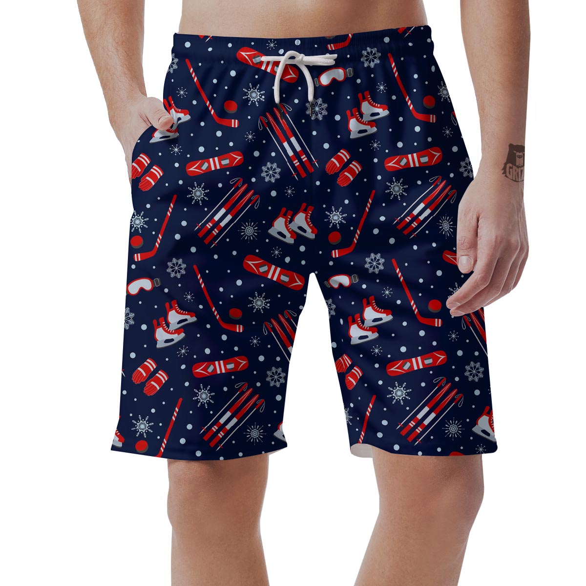 Skiing Equipment Print Pattern Men's Shorts-grizzshop