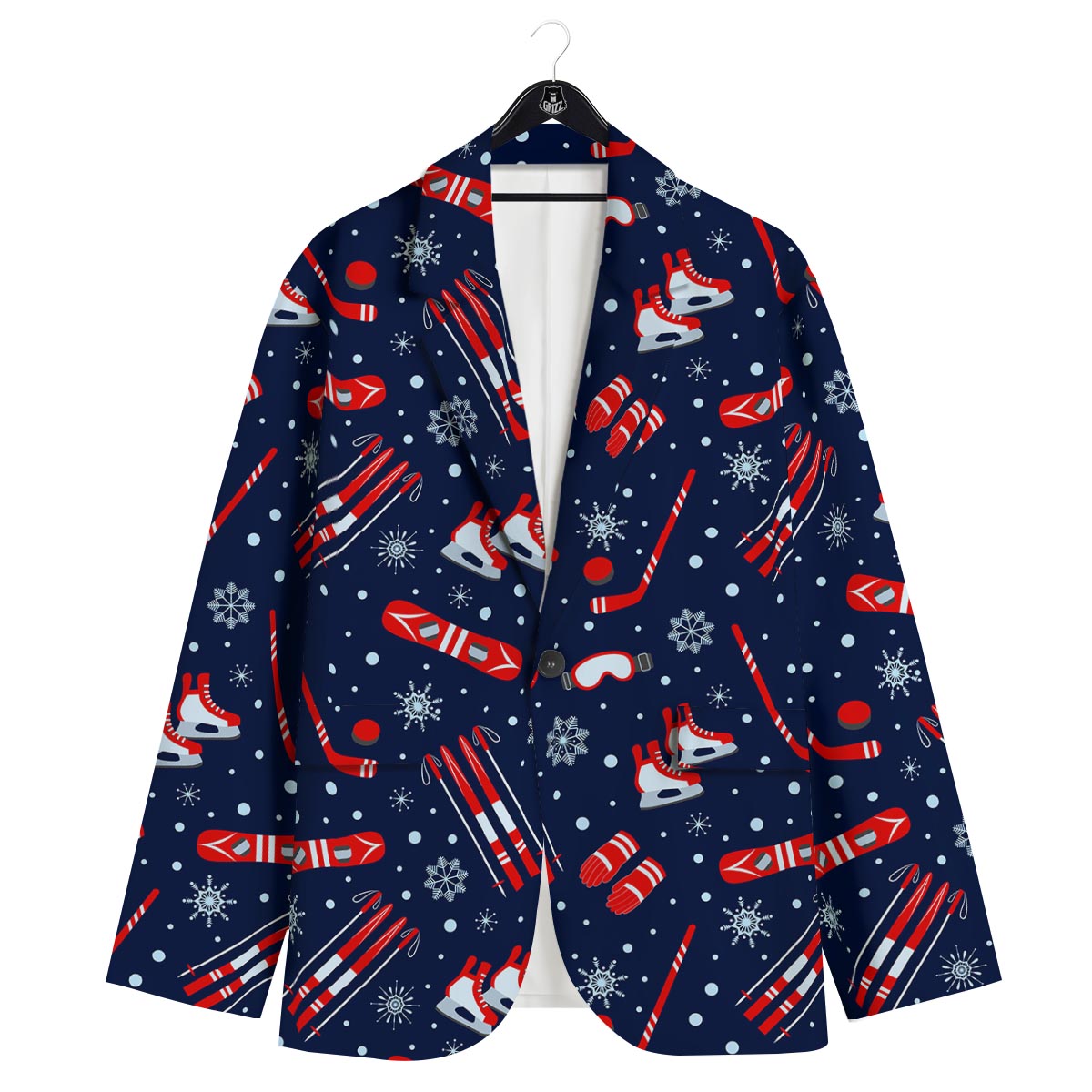 Skiing Equipment Print Pattern Men's Sport Coat-grizzshop