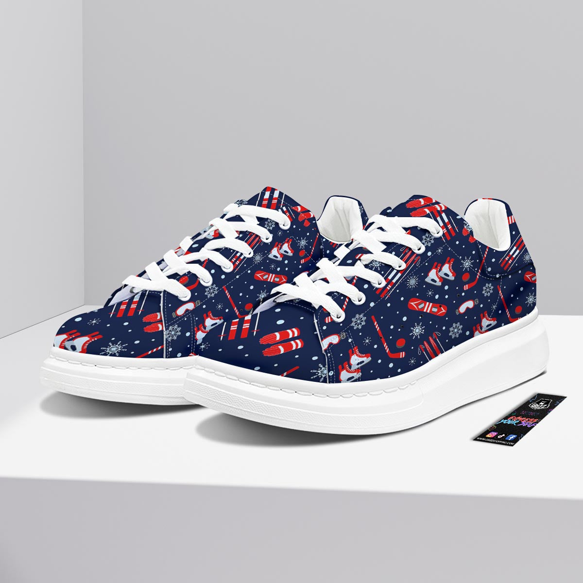 Skiing Equipment Print Pattern Platform Shoes-grizzshop