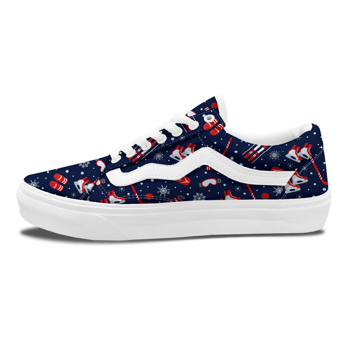 Skiing Equipment Print Pattern Skate Shoes-grizzshop