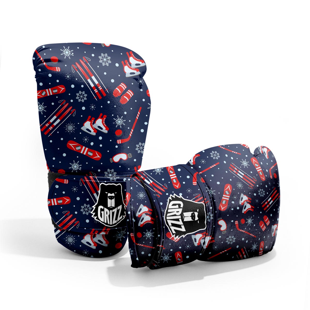 Skiing Equipment Print Pattern Pro Boxing Glove