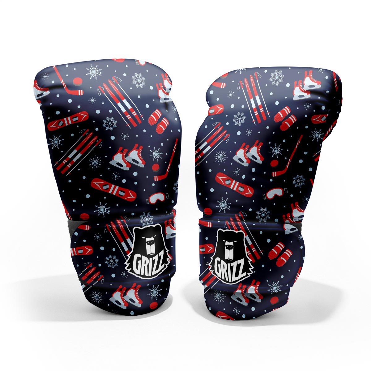 Skiing Equipment Print Pattern Pro Boxing Glove